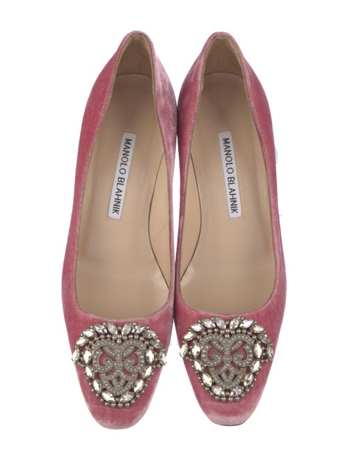Manolo Blahnik Velvet Crystal Embellishments Pumps