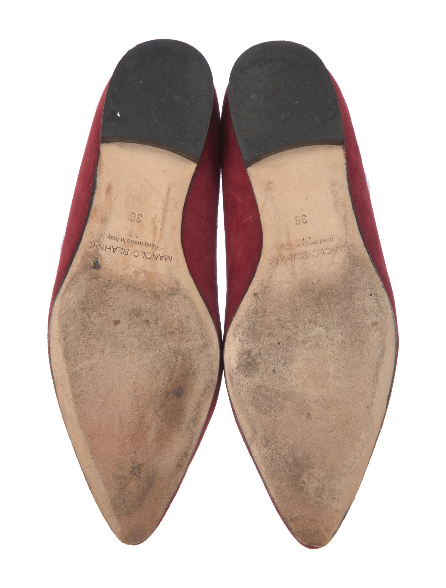 Manolo Blahnik Suede Scalloped Accent Flats