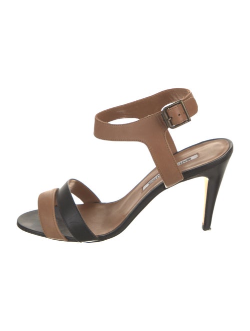 Manolo Blahnik Leather Colorblock Pattern Slingback Sandals