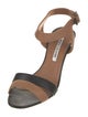 Manolo Blahnik Leather Colorblock Pattern Slingback Sandals