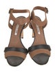 Manolo Blahnik Leather Colorblock Pattern Slingback Sandals