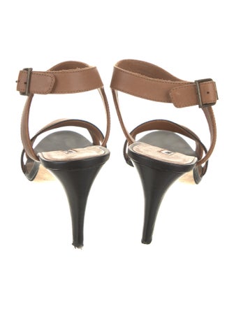 Manolo Blahnik Leather Colorblock Pattern Slingback Sandals