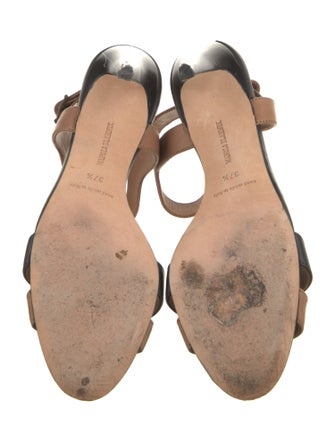 Manolo Blahnik Leather Colorblock Pattern Slingback Sandals