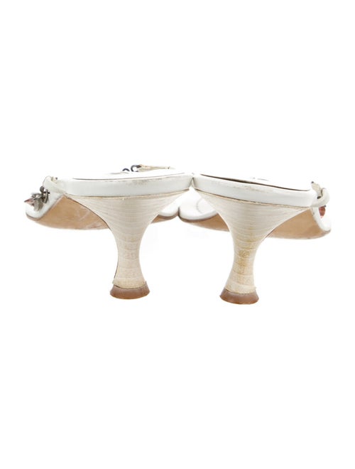 Manolo Blahnik Leather Chain-Link Accents Slides