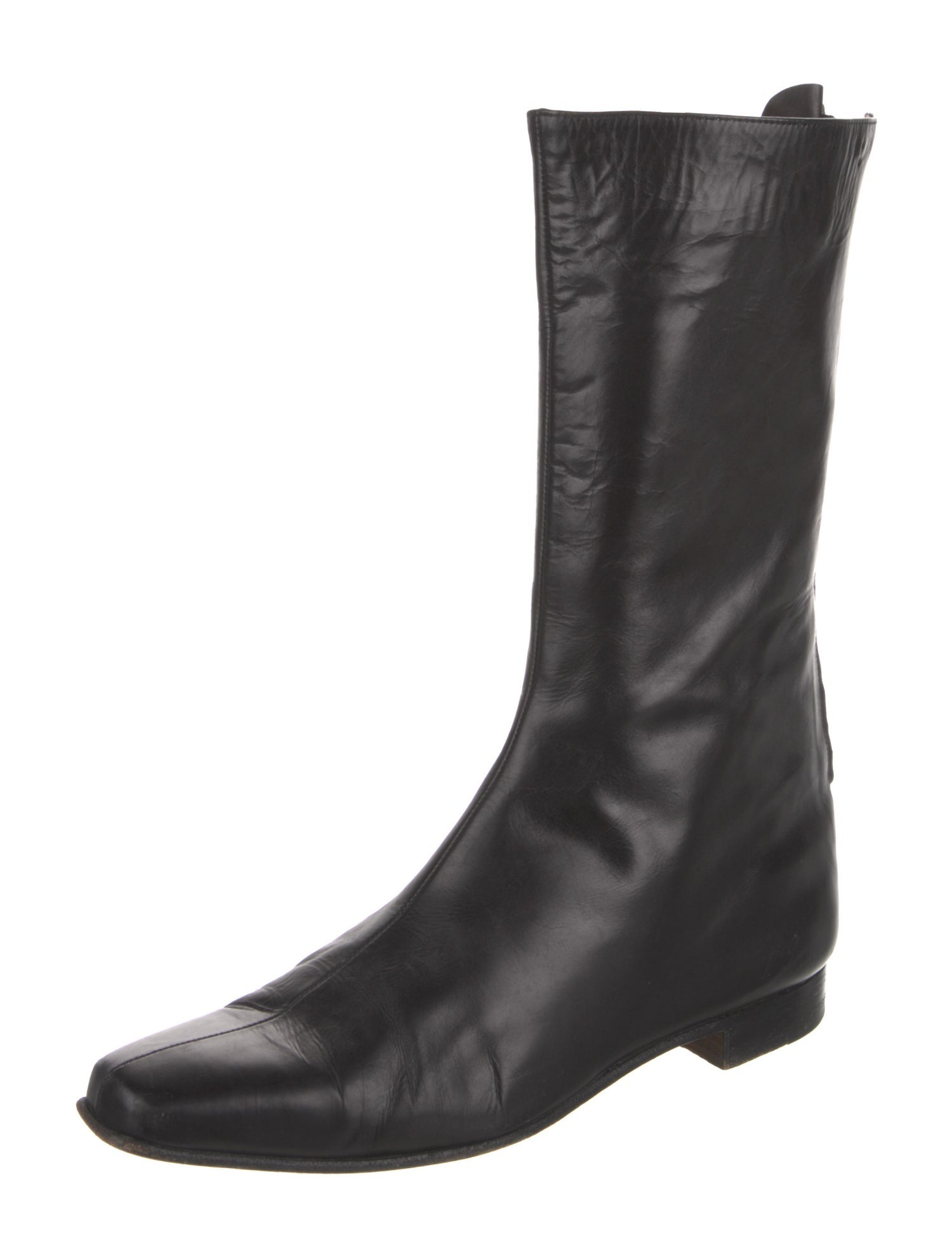 Manolo Blahnik Leather Moto Boots