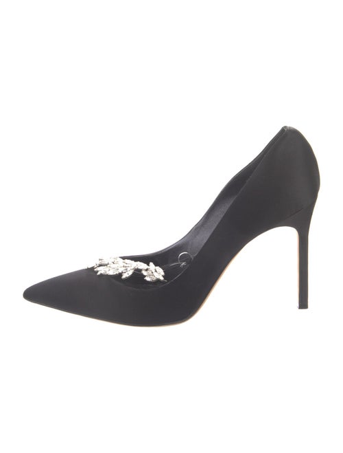 Manolo Blahnik Satin Crystal Embellishments Pumps