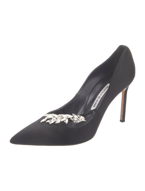 Manolo Blahnik Satin Crystal Embellishments Pumps