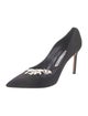 Manolo Blahnik Satin Crystal Embellishments Pumps