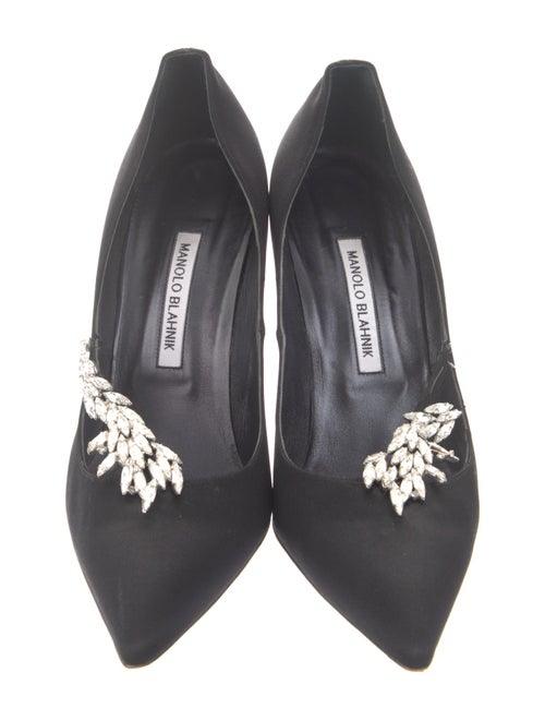 Manolo Blahnik Satin Crystal Embellishments Pumps