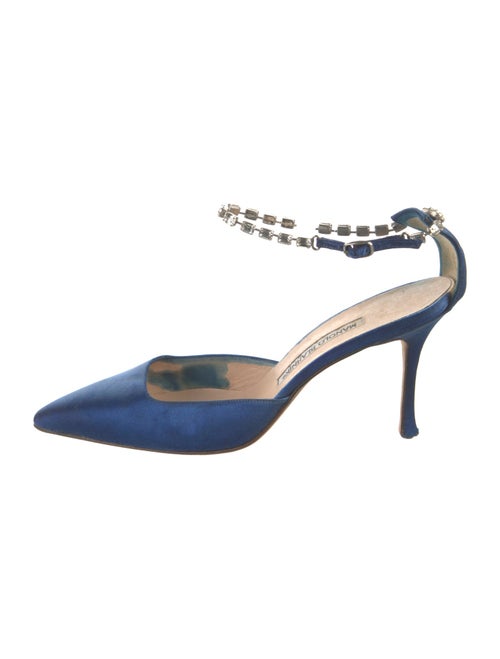 Manolo Blahnik Satin Crystal Embellishments D'Orsay Pumps