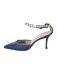 Manolo Blahnik Satin Crystal Embellishments D'Orsay Pumps