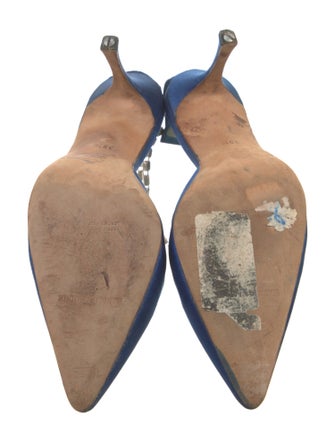 Manolo Blahnik Satin Crystal Embellishments D'Orsay Pumps