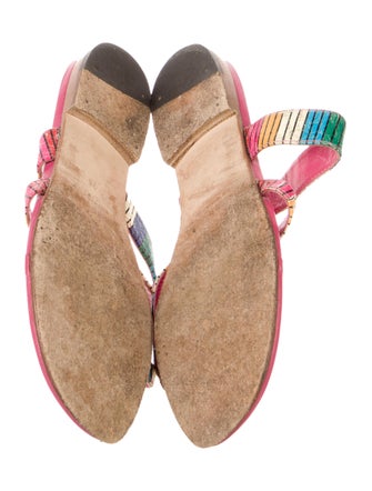 Manolo Blahnik Leather Printed Slides