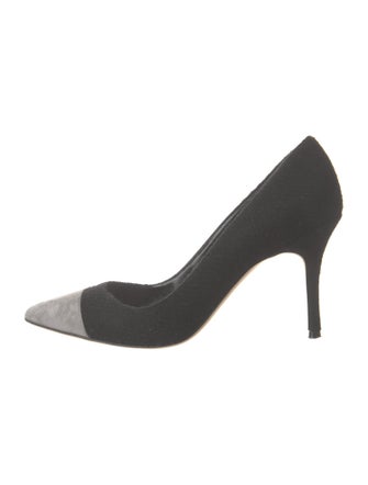 Manolo Blahnik Suede Colorblock Pattern Pumps