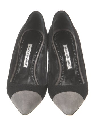 Manolo Blahnik Suede Colorblock Pattern Pumps