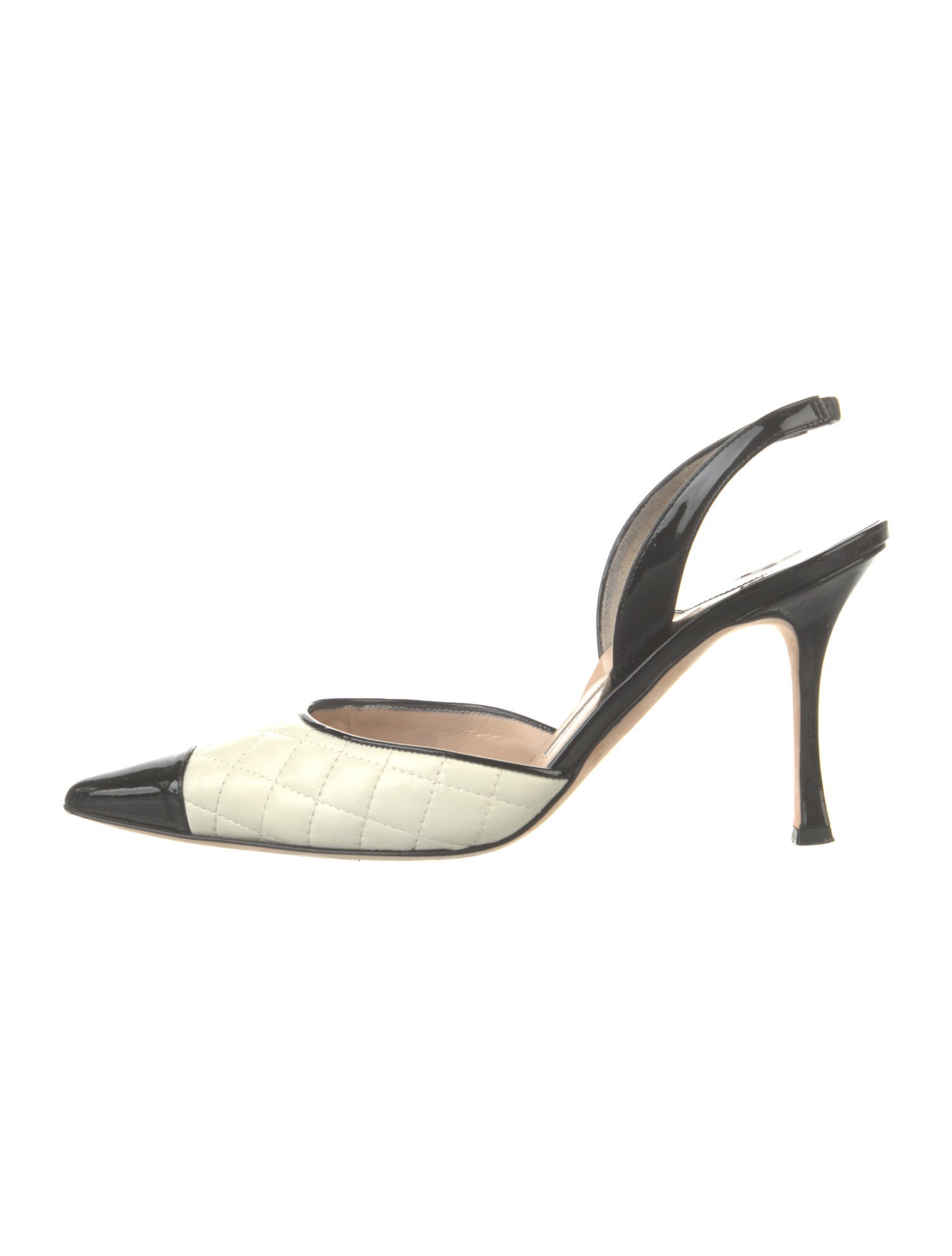 Manolo Blahnik Leather Colorblock Pattern Slingback Pumps