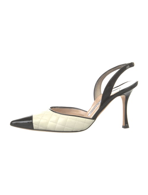 Manolo Blahnik Leather Colorblock Pattern Slingback Pumps