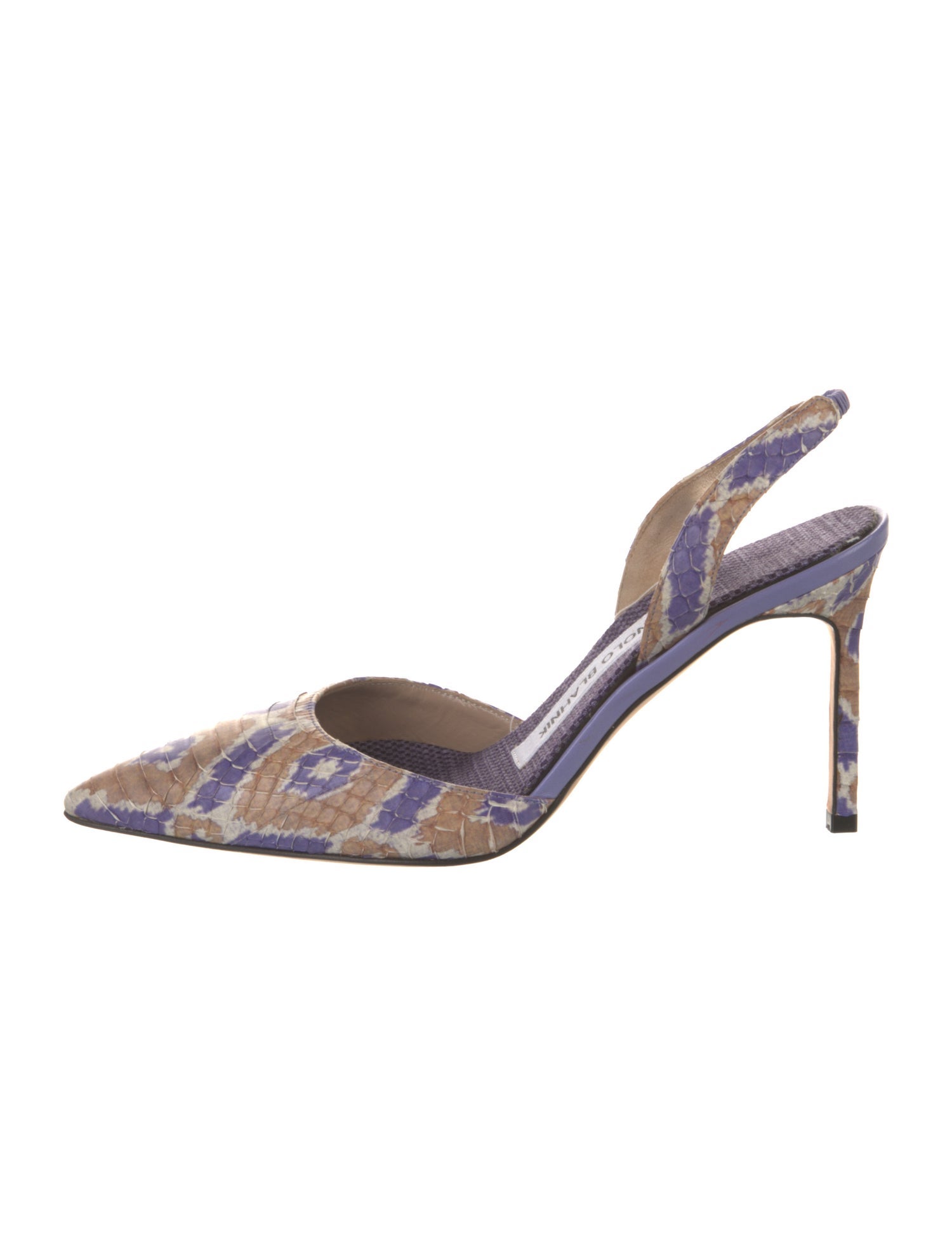 Manolo Blahnik Python Printed Slingback Pumps