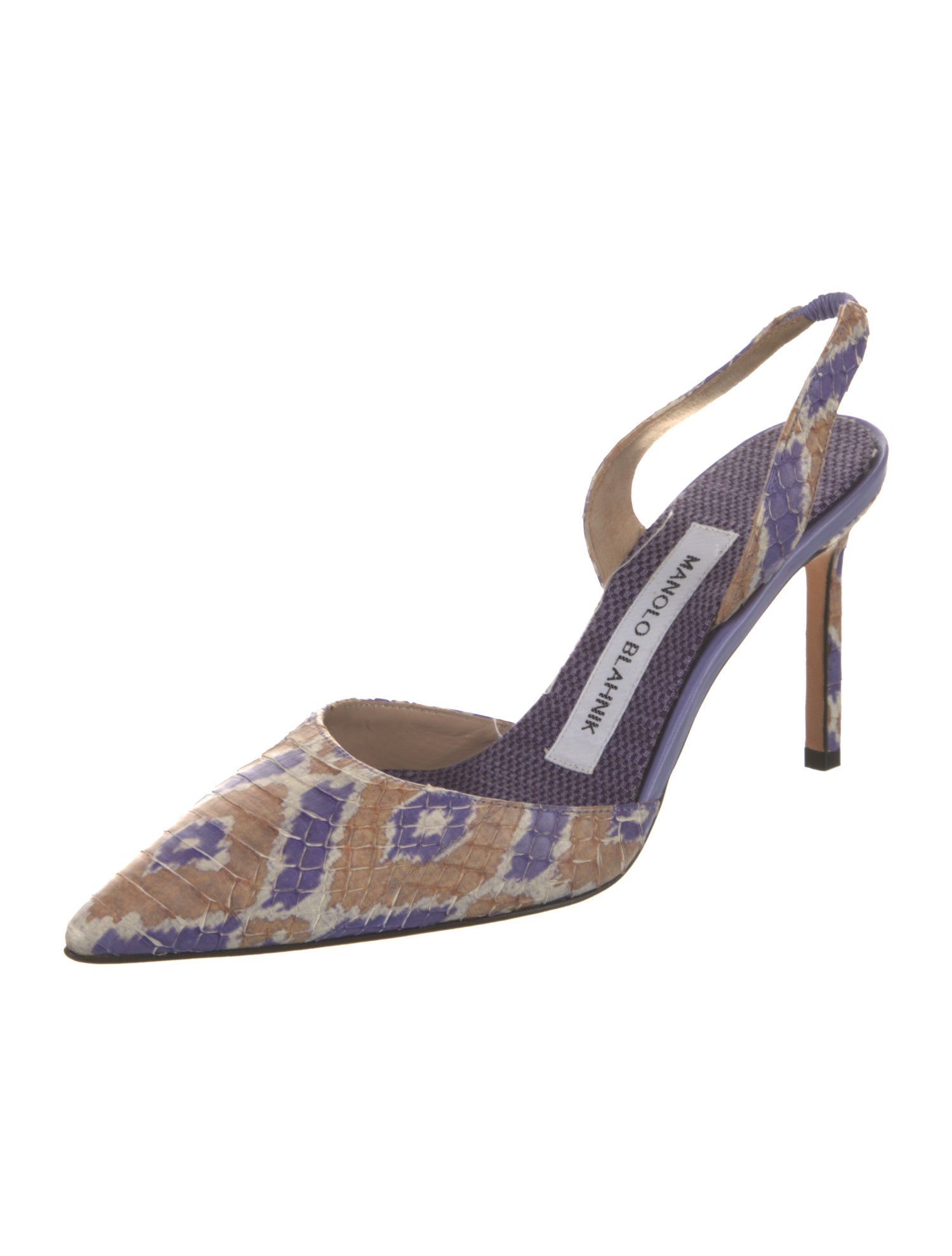 Manolo Blahnik Python Printed Slingback Pumps