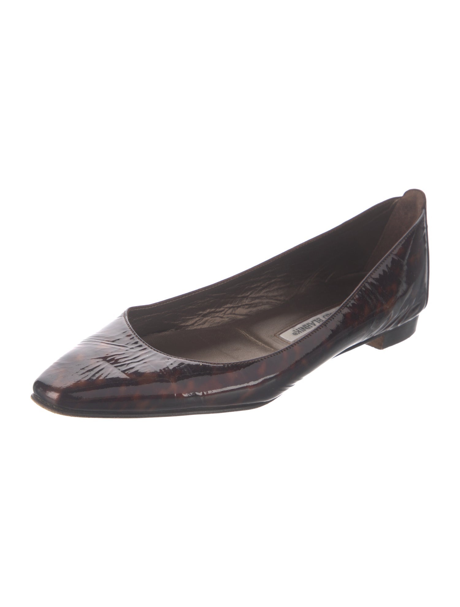 Manolo Blahnik Patent Leather Animal Print Ballet Flats
