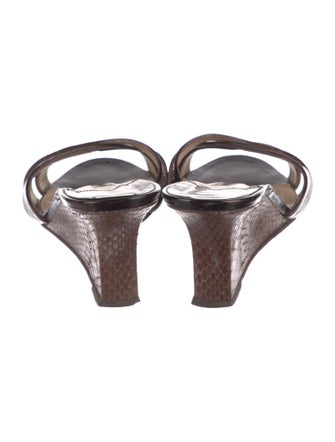 Manolo Blahnik Patent Leather Animal Print Slides