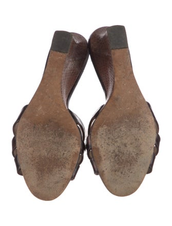 Manolo Blahnik Patent Leather Animal Print Slides