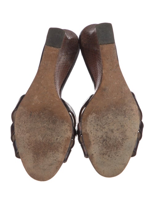 Manolo Blahnik Patent Leather Animal Print Slides