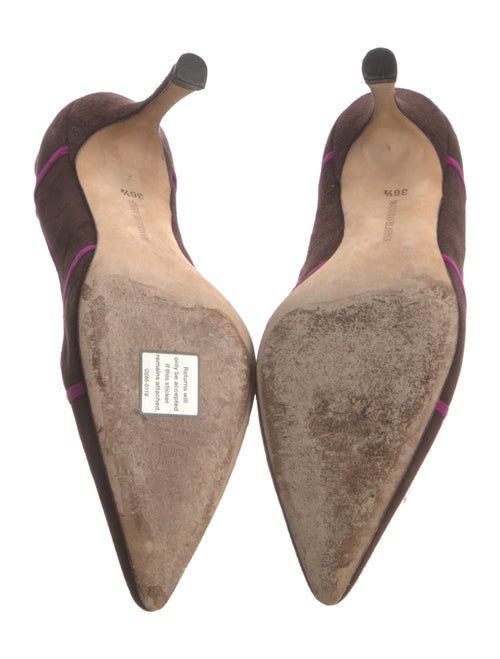 Manolo Blahnik Suede Colorblock Pattern Pumps
