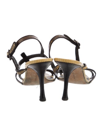 Manolo Blahnik Snakeskin Animal Print T-Strap Sandals