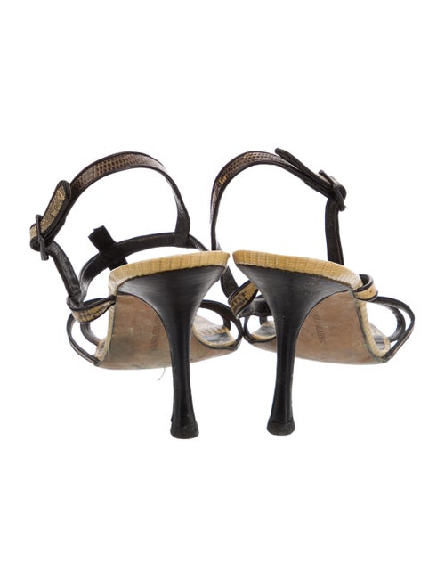 Manolo Blahnik Snakeskin Animal Print T-Strap Sandals