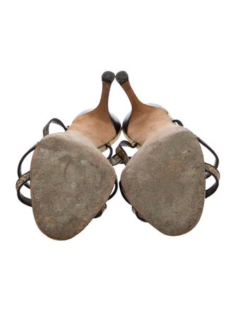 Manolo Blahnik Snakeskin Animal Print T-Strap Sandals