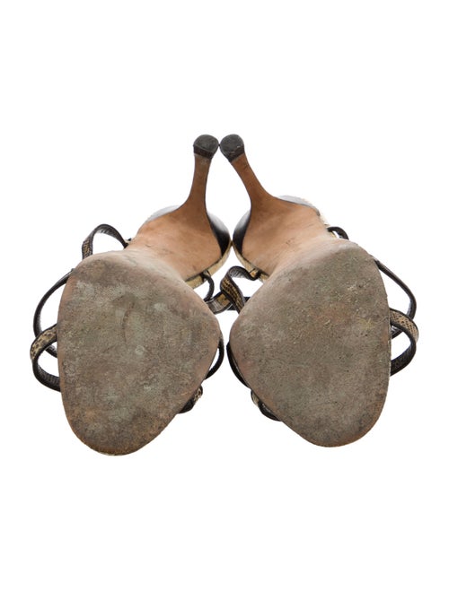 Manolo Blahnik Snakeskin Animal Print T-Strap Sandals