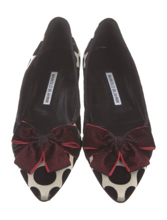 Manolo Blahnik Polka Dot Print Bow Accents Flats