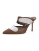 Manolo Blahnik Leather Colorblock Pattern Mules