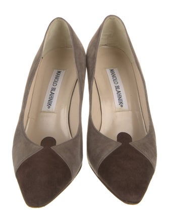 Manolo Blahnik Suede Colorblock Pattern Pumps