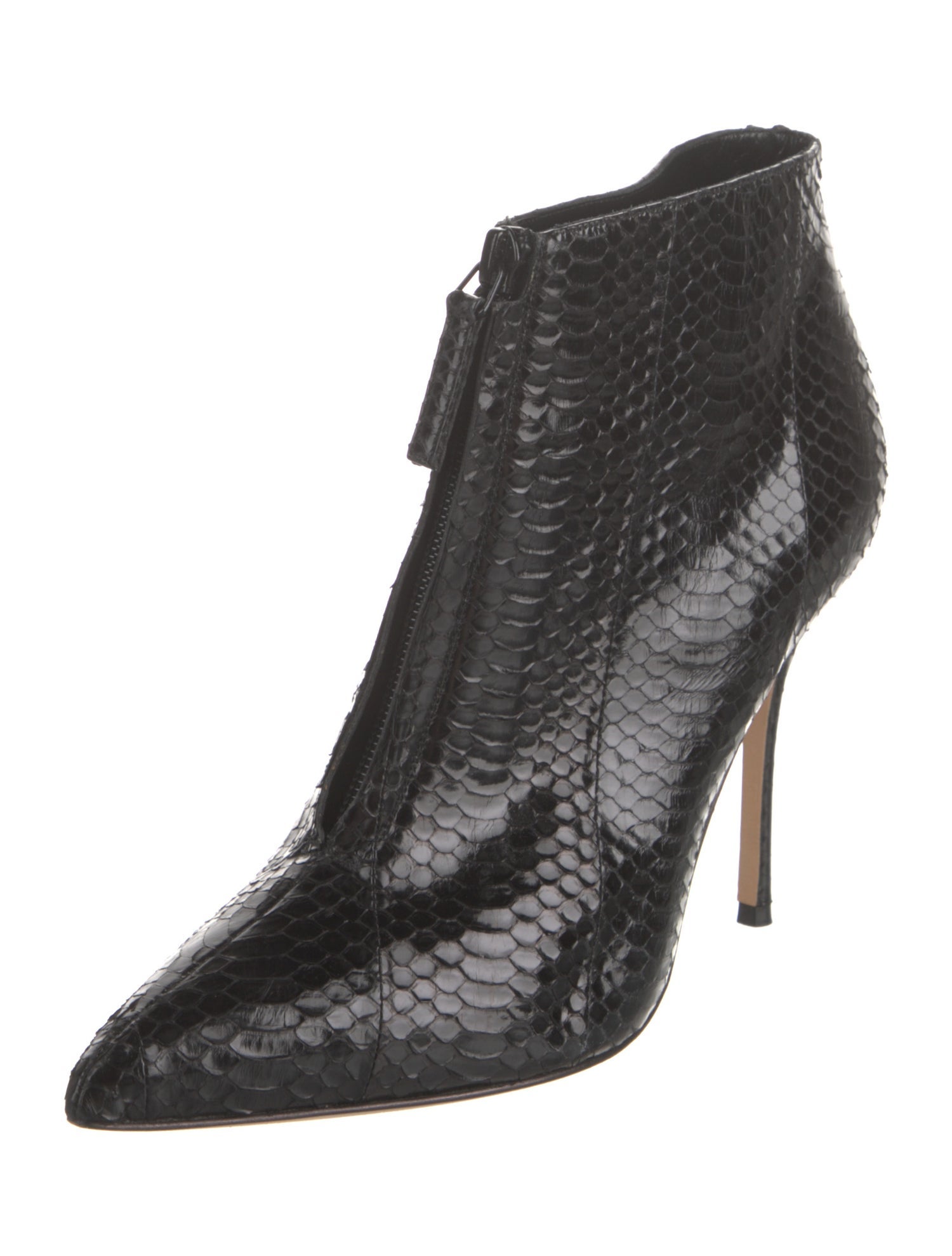Manolo Blahnik Snakeskin Animal Print Lace-Up Boots