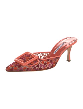 Manolo Blahnik Floral Print Mules