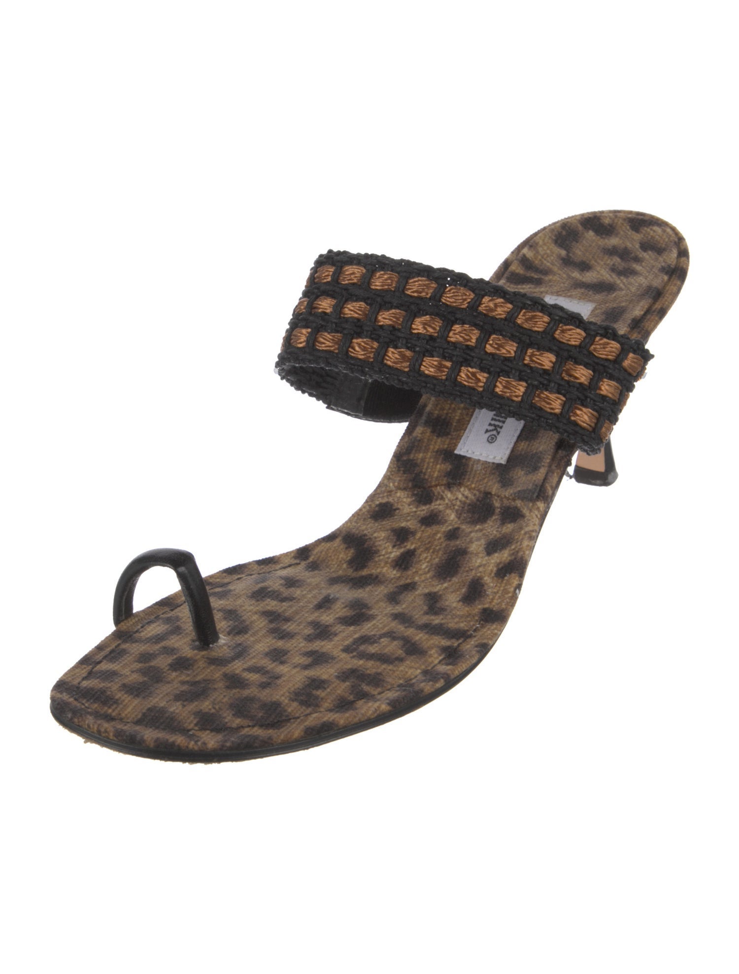 Manolo Blahnik Canvas Animal Print Slides