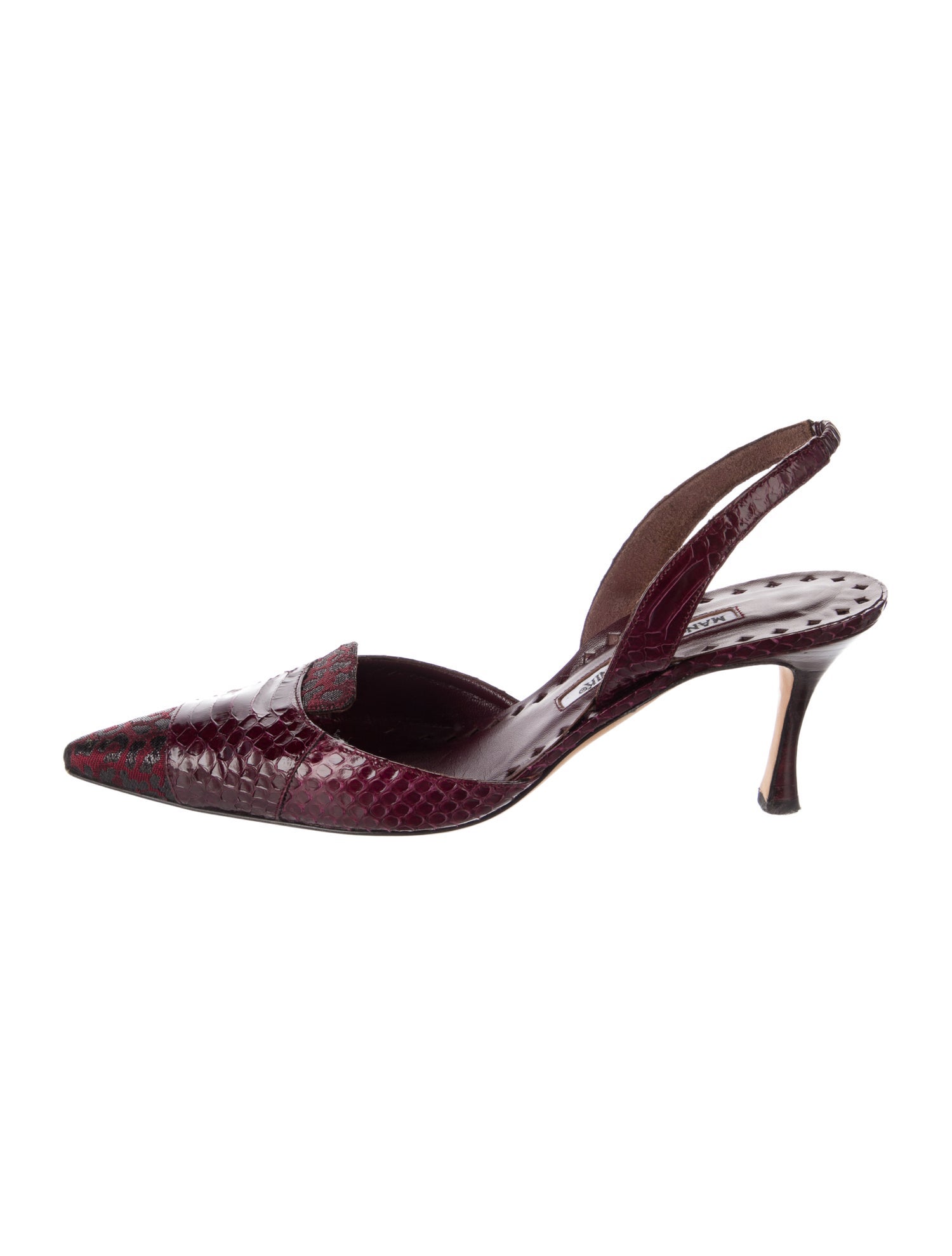Manolo Blahnik Snakeskin Animal Print Slingback Pumps