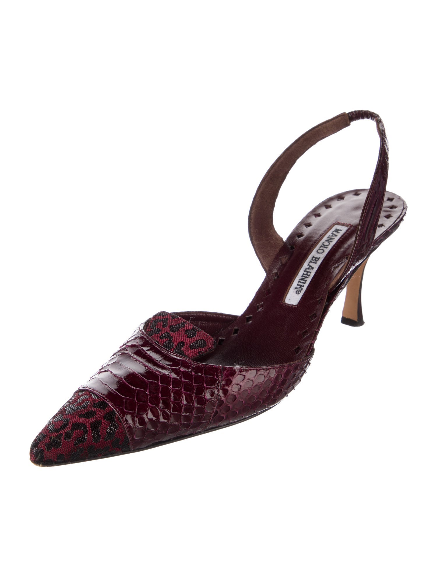 Manolo Blahnik Snakeskin Animal Print Slingback Pumps