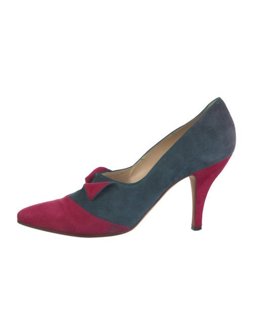 Manolo Blahnik Suede Colorblock Pattern Pumps