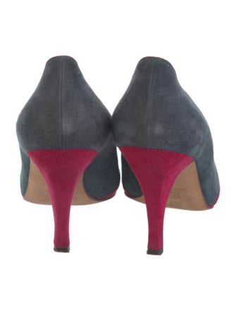 Manolo Blahnik Suede Colorblock Pattern Pumps