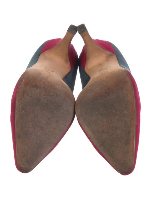 Manolo Blahnik Suede Colorblock Pattern Pumps