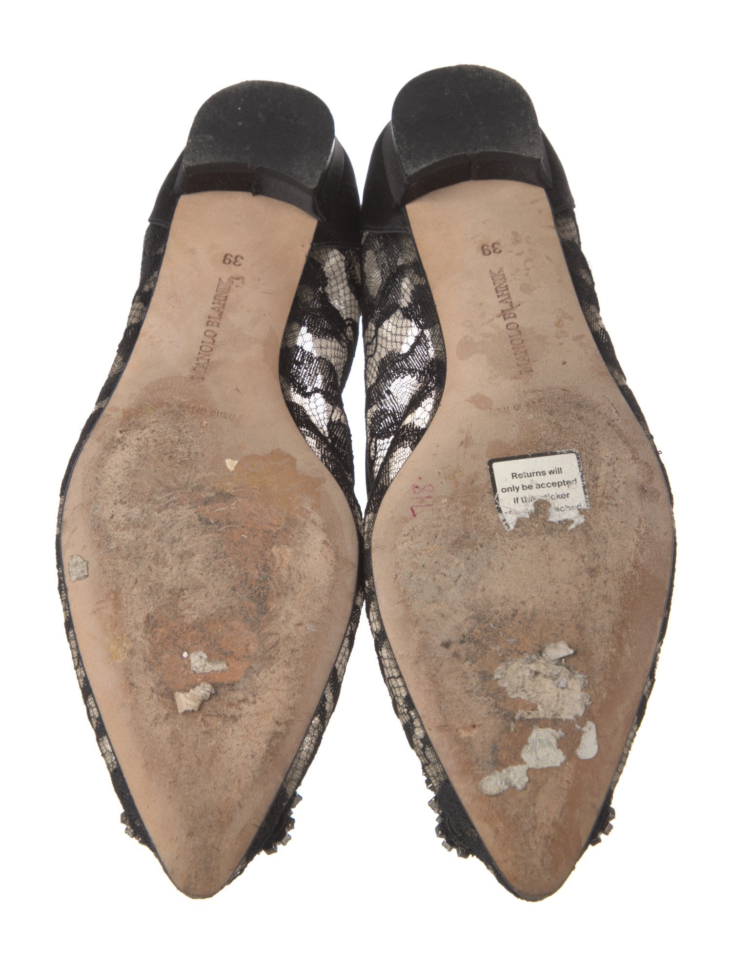 Manolo Blahnik Lace Lace Pattern Flats