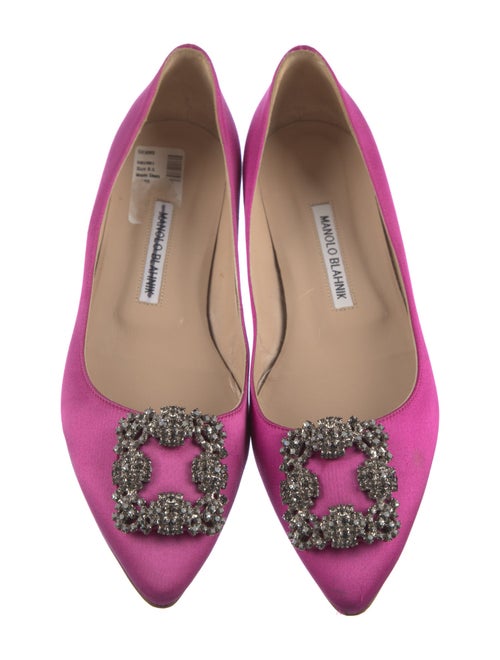 Manolo Blahnik Satin Crystal Embellishments Flats