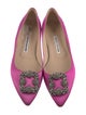 Manolo Blahnik Satin Crystal Embellishments Flats