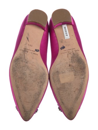 Manolo Blahnik Satin Crystal Embellishments Flats