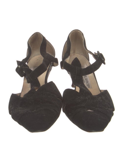 Manolo Blahnik Suede T-Strap Pumps