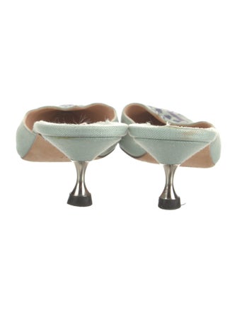 Manolo Blahnik Canvas Floral Print Mules