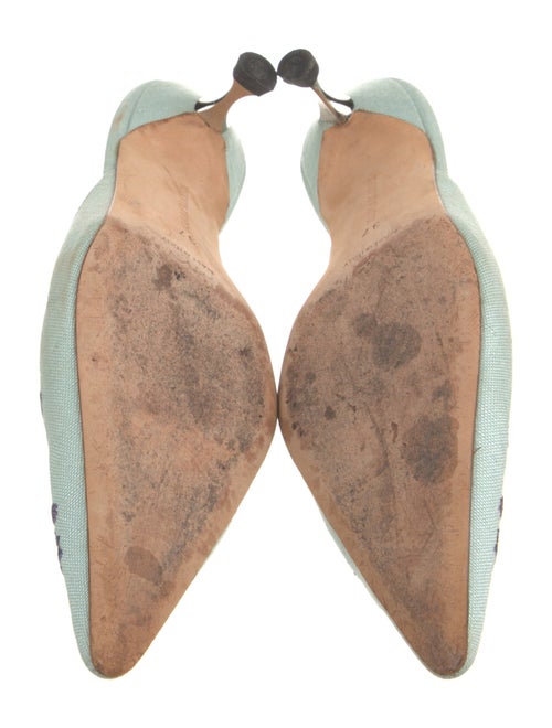 Manolo Blahnik Canvas Floral Print Mules